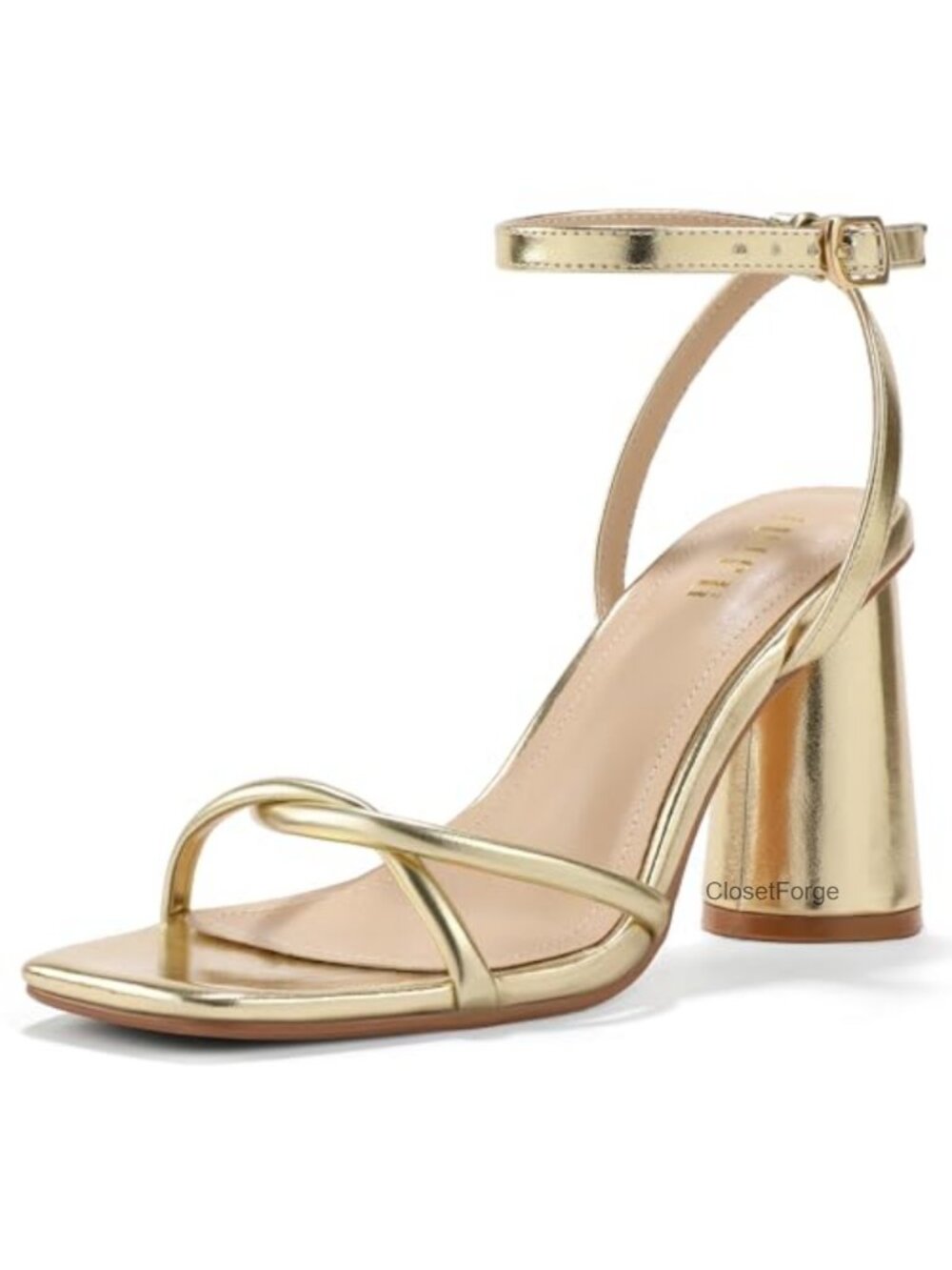 Chunky Strappy Heels Women High Block Open Square Toe Heel Dress Shoes